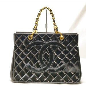 Chanel Tote Bag Matelasse Black Patent leather